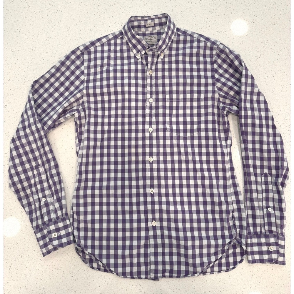 J.Crew Button Down Mens Small Purple Excellent Slim Fit Gingham Office Casual
